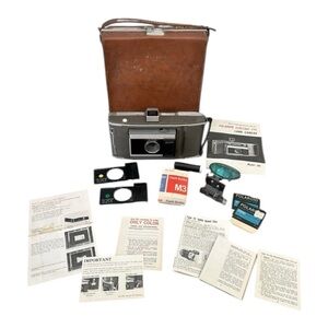Vintage Polaroid Electric Eye Land Camera Model J66 Case Adapter Manual Flash